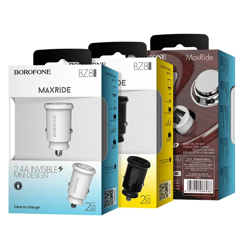 BOROFONE BZ8 Մեքենայի լիցքավորիչ (2 USB) – Սպիտակ