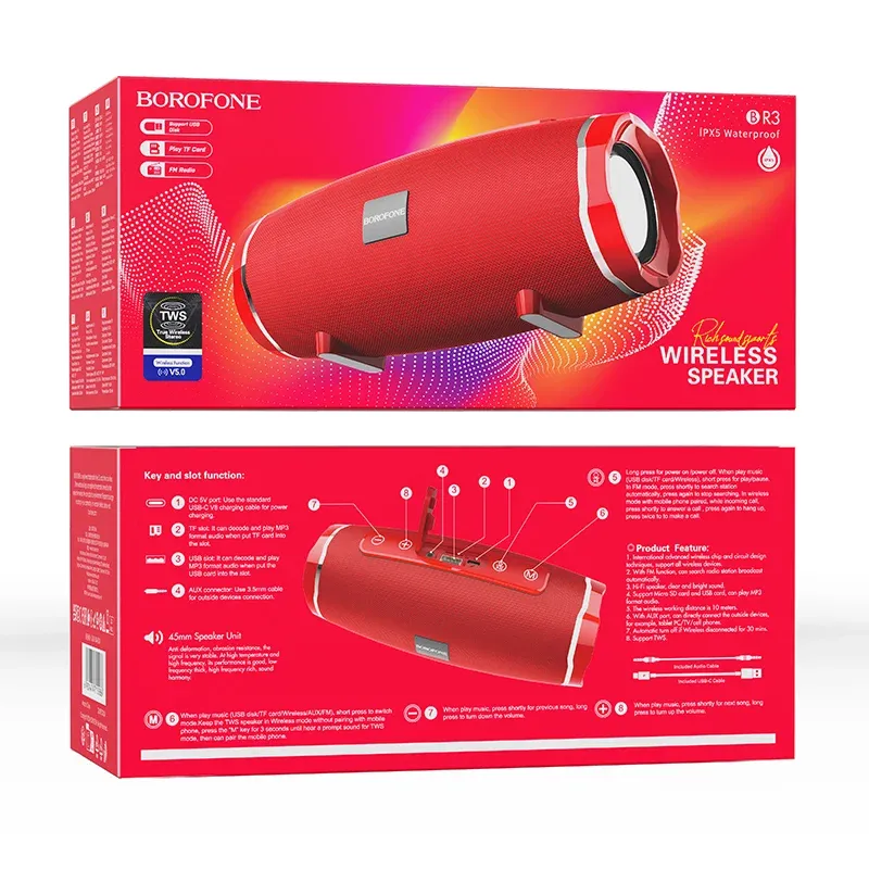 Բարձրախոս Bluetooth|BOROFONE BR3-կարմիր