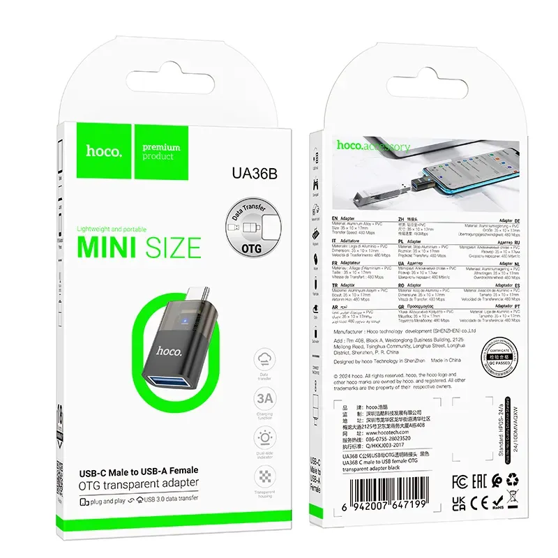HOCO ԱԴԱՊՏԵՐ UA36B Type-C to USB/OTG Սև