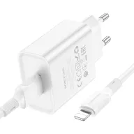 Լիցքավորիչ + Լար Lightning BOROFONE BA74A,Սպիտակ