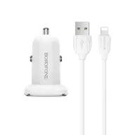 BOROFONE BZ12 Մեքենայի լիցքավորիչ + Lightning մալուխ (2 USB) – Սպիտակ