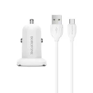 BOROFONE BZ12 Մեքենայի լիցքավորիչ + Micro-USB մալուխ (2 USB) – Սպիտակ