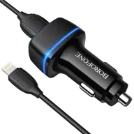 BOROFONE BZ14 Մեքենայի լիցքավորիչ + Lightning մալուխ (2 USB) – Սև