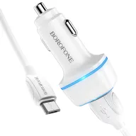 BOROFONE BZ14 Մեքենայի լիցքավորիչ + Micro-USB մալուխ (2 USB) – Սպիտակ