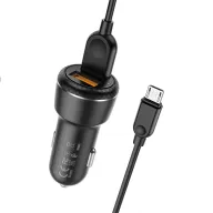 BOROFONE BZ17 Մեքենայի լիցքավորիչ + Micro-USB մալուխ (2 USB) – Սև
