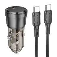 BOROFONE BZ24 Մեքենայի լիցքավորիչ + Type-C to Type-C մալուխ, Սև