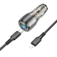 BOROFONE BZ30 Մեքենայի լիցքավորիչ + Type-C-ից Lightning մալուխ – Սև