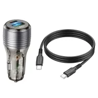 BOROFONE BZ30 Մեքենայի լիցքավորիչ + Type-C-ից Type-C մալուխ – Սև