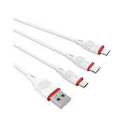 Լիցքավորման Լար 3-ը 1-ում| BOROFONE BX17|Lightning /Micro-USB/Type-C-սպիտակ