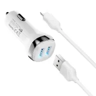 HOCO Z40 Մեքենայի լիցքավորիչ + Lightning (iOS) մալուխ (Սպիտակ)