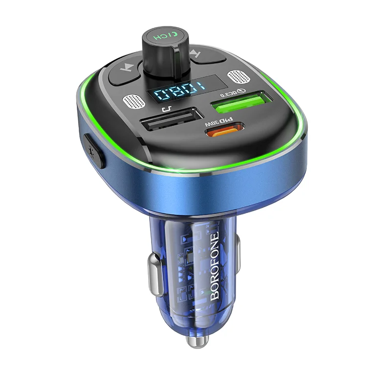 BOROFONE BC47 Bluetooth FM Մոդուլյատոր (AUX) – Կապույտ 2
