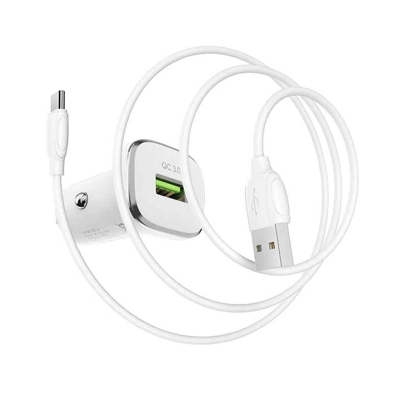 BOROFONE BZ12A Մեքենայի լիցքավորիչ + Type-C մալուխ (1 USB) – Սպիտակ 3