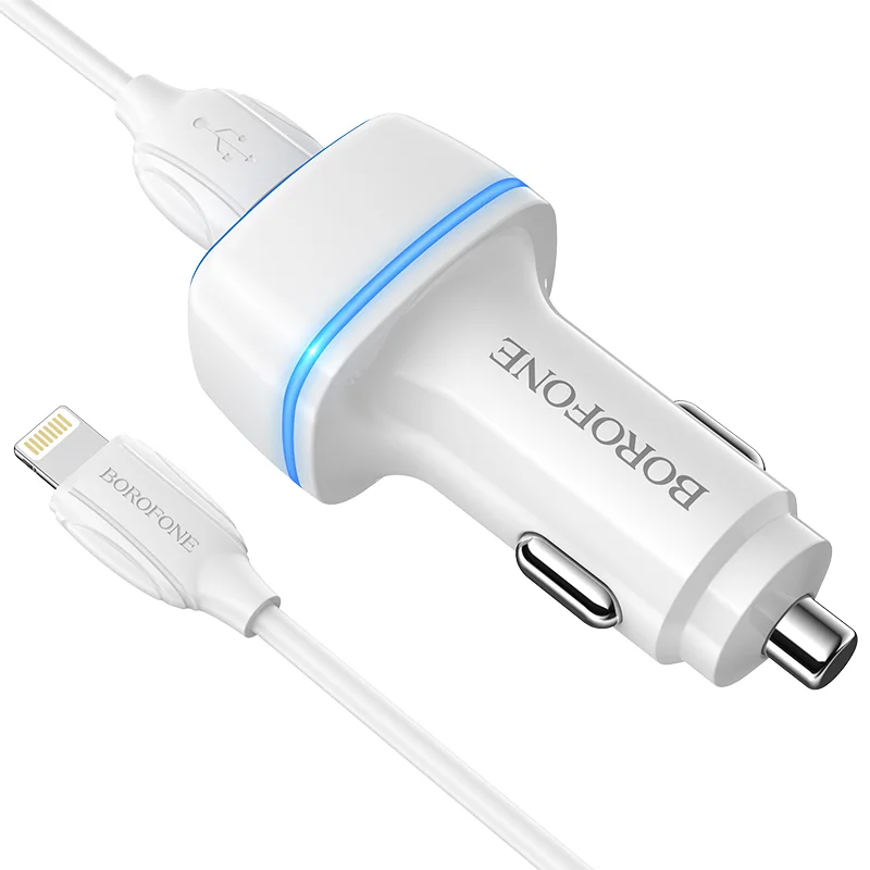 BOROFONE BZ14 Մեքենայի լիցքավորիչ + Lightning մալուխ (2 USB) – Սպիտակ 3