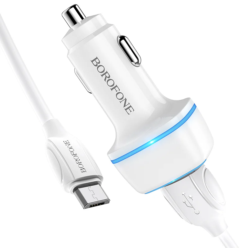 BOROFONE BZ14 Մեքենայի լիցքավորիչ + Micro-USB մալուխ (2 USB) – Սպիտակ 3