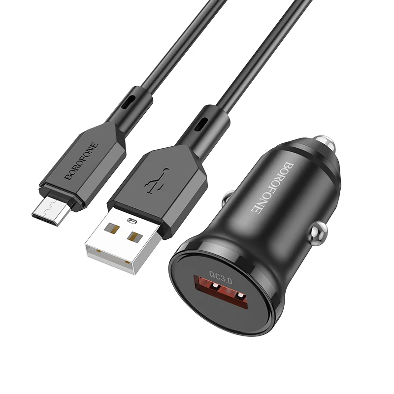BOROFONE BZ18 Մեքենայի լիցքավորիչ + Micro-USB մալուխ – Սև 2