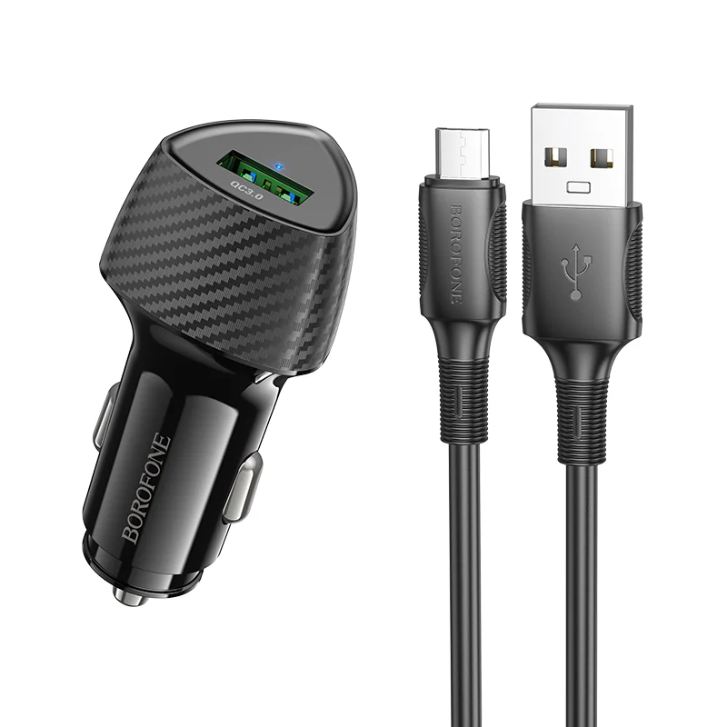 BOROFONE BZ31 Մեքենայի լիցքավորիչ + Micro-USB մալուխ – Սև 2