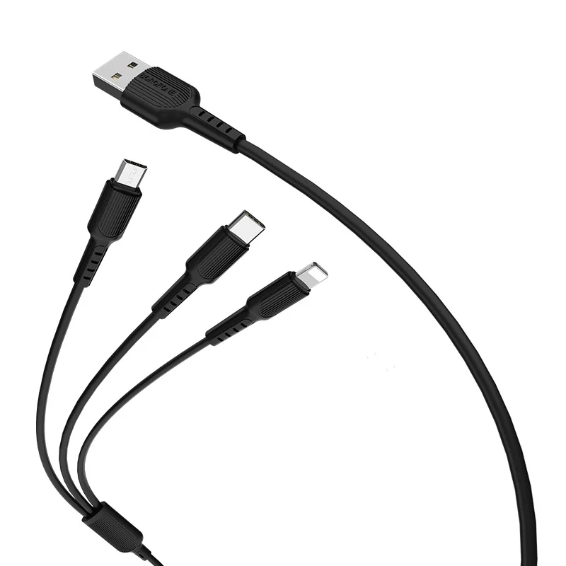 Լիցքավորման Լար 3-ը 1-ում| BOROFONE BX16|Lightning /Micro-USB/Type-C-սև 3