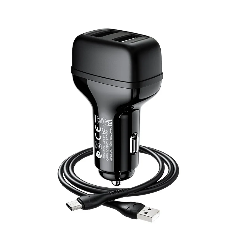 HOCO Z36 Մեքենայի լիցքավորիչ + Micro-USB մալուխ (Սև) 3