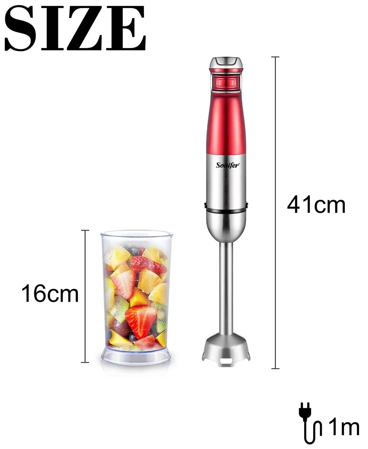 SONIFER SF-8093 Ձեռքի Բլենդեր Կարմիր 3